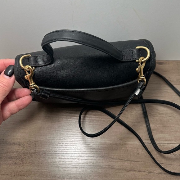 Vintage COACH 9924 Casino Bag Black Leather Crossbody Purse Turn Lock Brass. - Picture 3 of 16